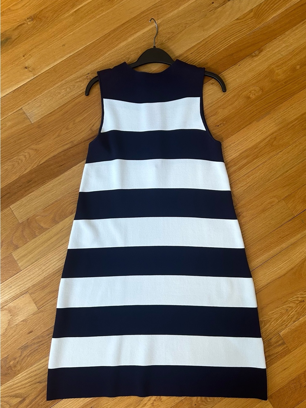 Eliza J Navy and White Striped Sleeveless Shift Dress